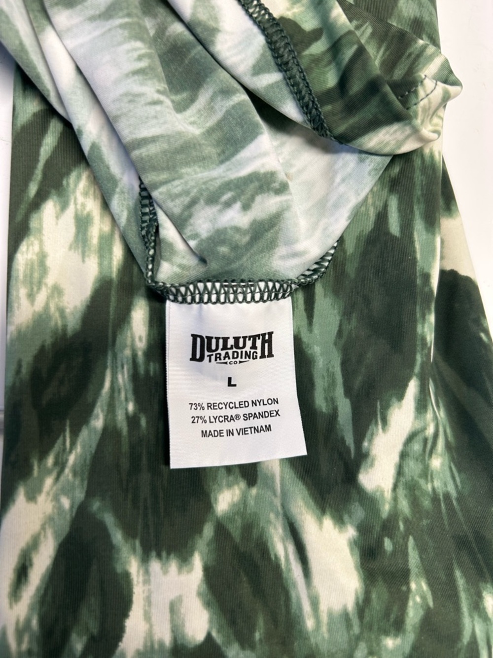 Duluth Trading UPF Shirt Womens Large Green/Ivory Suit Up Swim Long Sleeve Beach - Picture 6 of 7